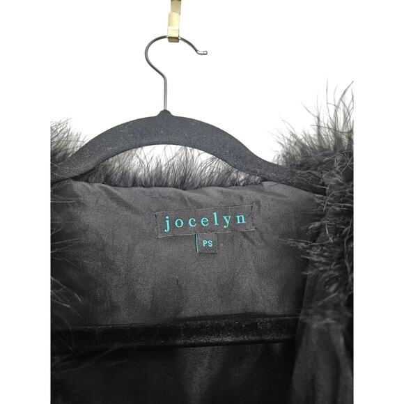 Jocelyn P S Black Feather Cropped Jacket Glam Fuzzy Boho Whimsygoth Avant Garde - Picture 3 of 4